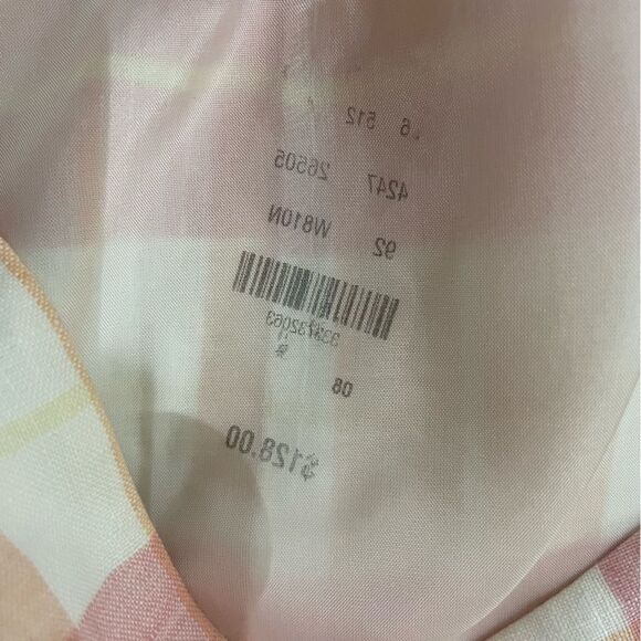 Brooks Brothers 100% Linen Plaid Linen A-line Skirt Sz 8 NEW Pink‎ Orange Yellow - Picture 10 of 10